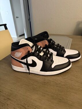 Nike Air Jordan 1 Mid - Black White Brown/Tan Accents